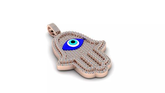 Hamsa Hand Pendant with central Evil Eye