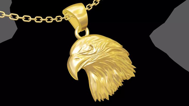 Eagle Head pendant jewelry gold necklace medallion