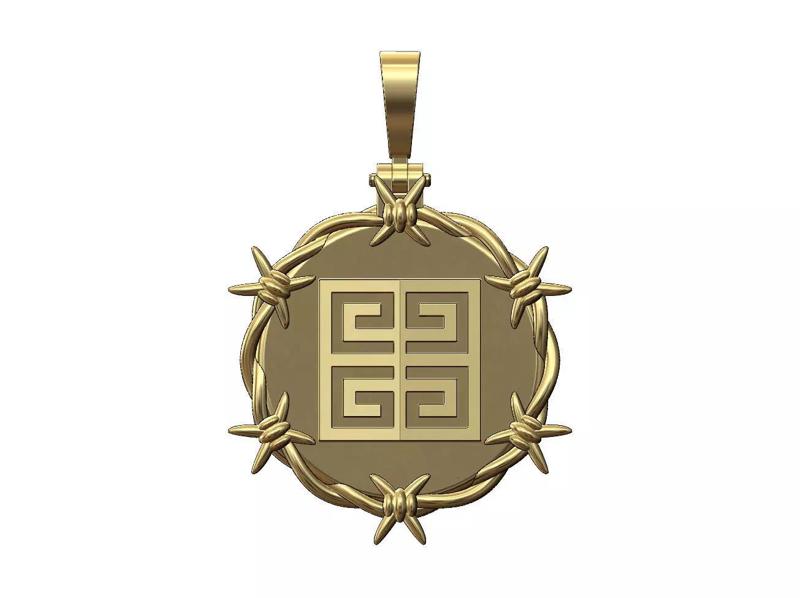 Givenchy greek key barbwire thornes pendant with bail