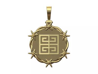 Givenchy greek key barbwire thornes pendant with bail