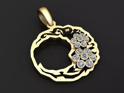 Geometric ring pendant 3D printable model