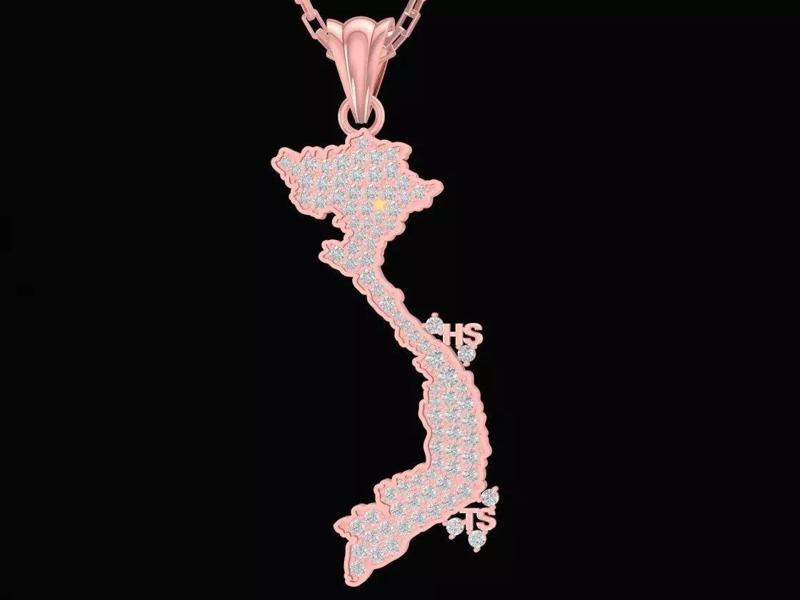 Diamond VietNam Map Pendant 3093