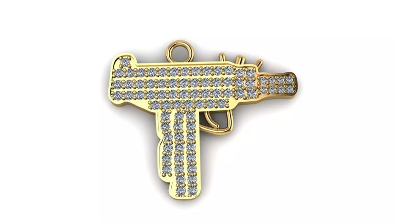 MINI UZI PENDANT with  stones
