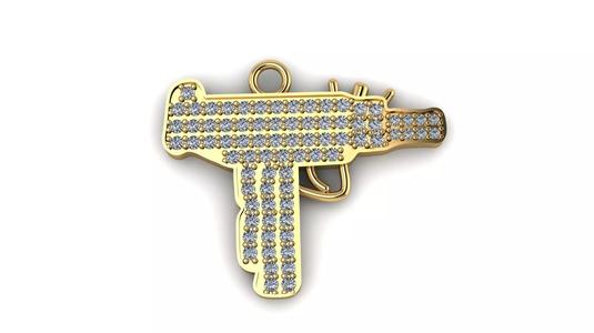 MINI UZI PENDANT with  stones