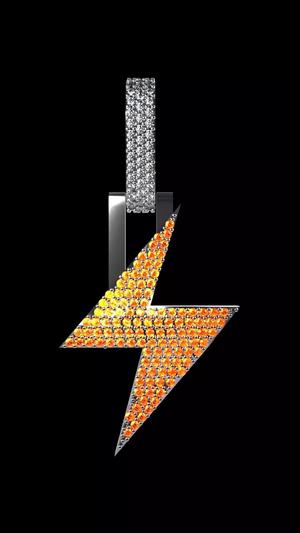 Lightning thunder emoji iced pendant