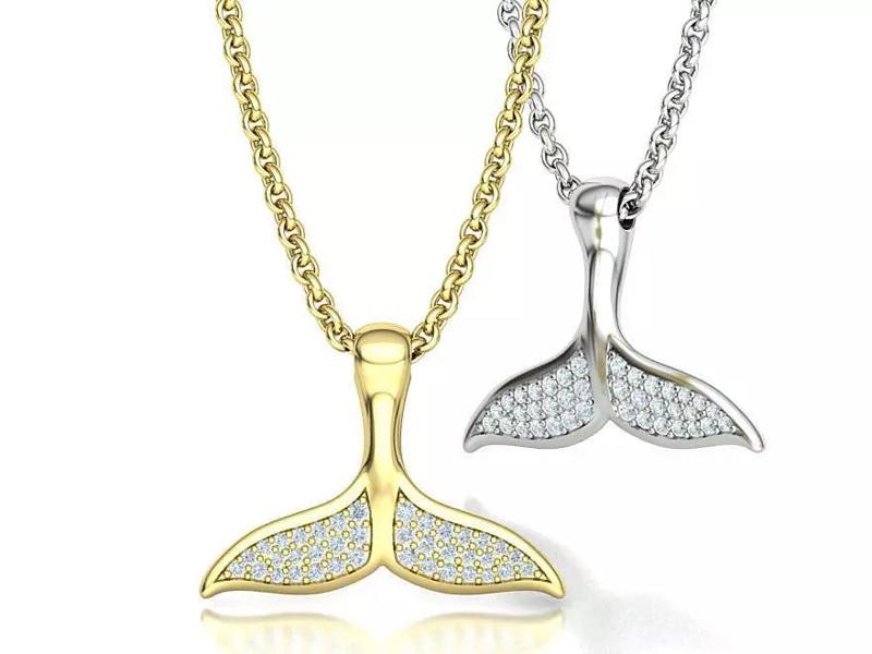 DIAMOND WHALE TAIL NECKLACE printable 3dmodel
