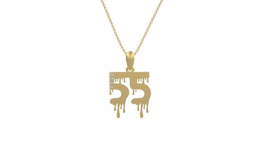 Model 1302 55 Bloody Terror Initial Number Diamond Pendant
