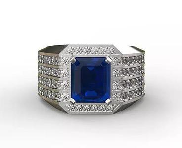 DIAMOND OCTAGON CUT MAN RING WHITE GOLD GENTLEMAN