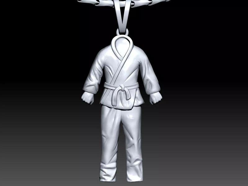 karate dress pendant  Sculpture jewelry gold