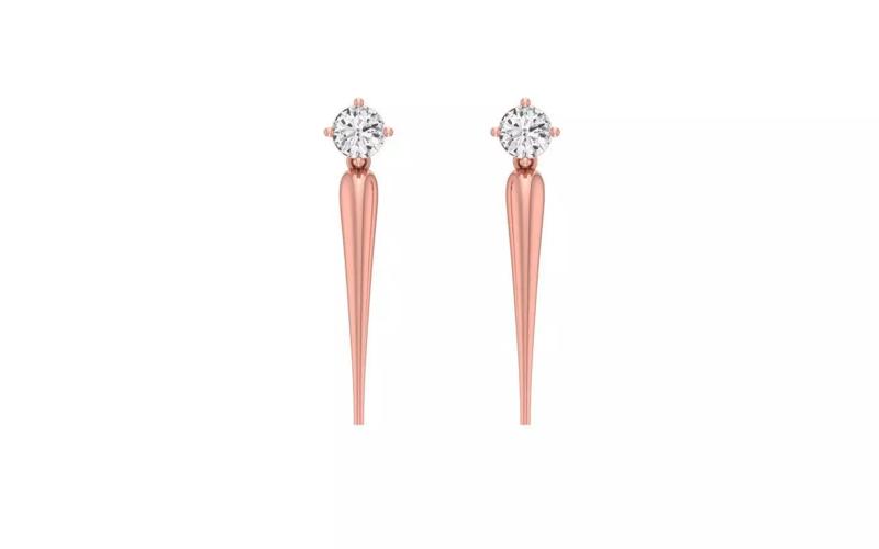 Women Solitaire Earring 3dm STL OBJ FBX Render Details