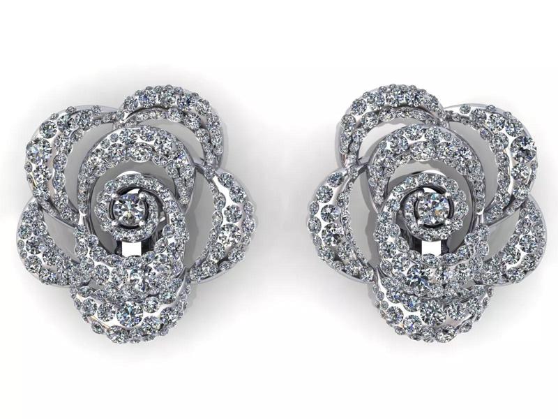 Camelia Earrings Diamonds Pave
