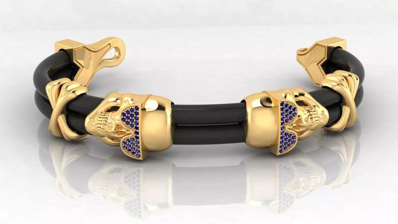 Bracelet with couple skulls and glasses