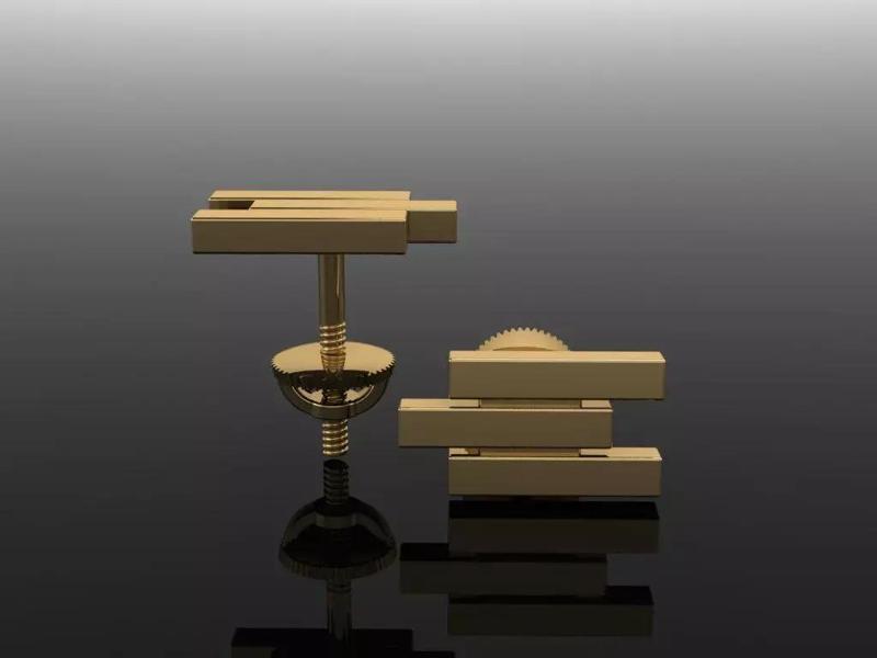 Triple Bar Stud Earring