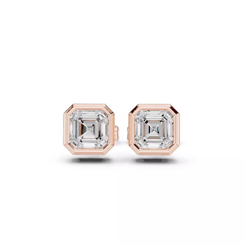 Solitaire Asscher Cut Bezel Diamond Stud Earring 3DM STL Video