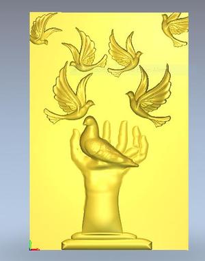 "Peace & Freedom – Hand with Doves 3D Relief STL Model"
