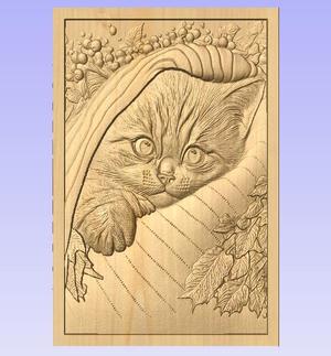Cute Kitten in Blanket Relief STL – Adorable CNC Wood Carving File for Cozy Decor & Pet Lovers