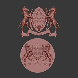 Botswana emblem (coat of arms) 3d relief .stl files