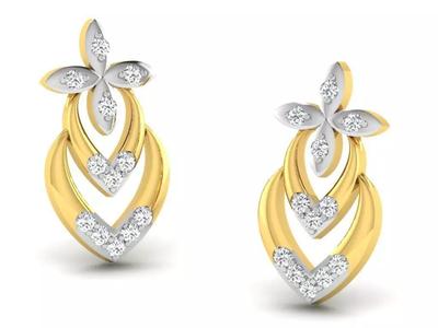 Gold Diamond Women Earring 3D print Model