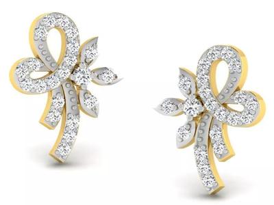 Gold Diamond Women Earring 3D print Model