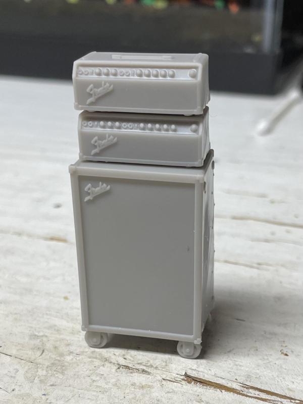 1968 Fender Bassman 100 With 2x15 Cabinet Guitar Amplifier 1-25 Scale Diorama Model Parts Accessories