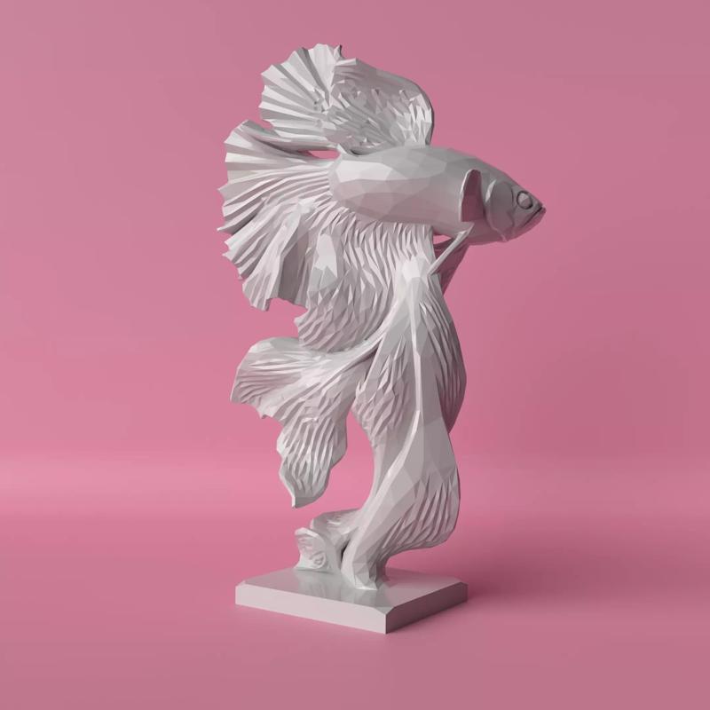 Low Poly Betta Fish Minimalist Decorative Sculpture