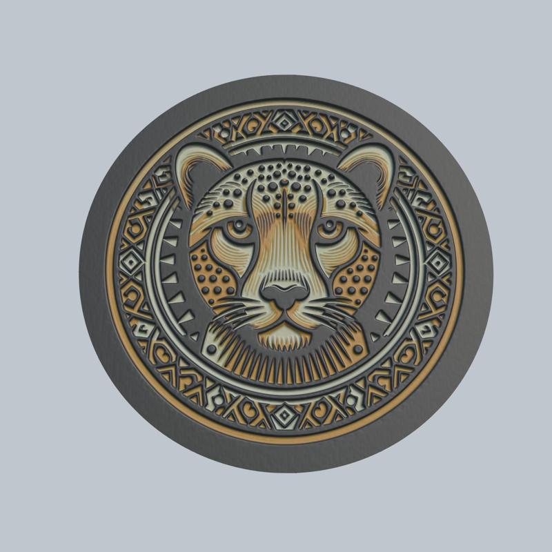Cheetah Animal Medallion Cheetah 3d Print Model