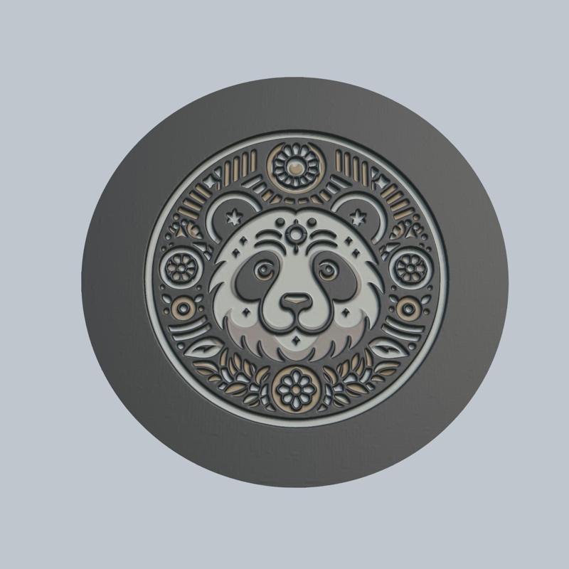 Panda Animal Medallion Panda 3d Print Model