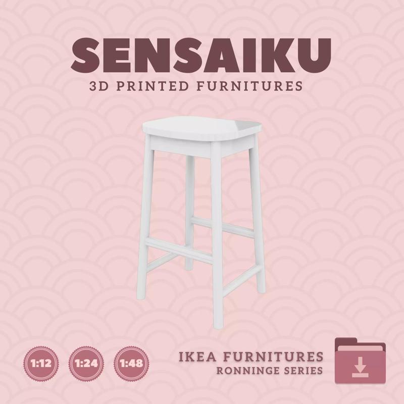RONNINGE Bar Stool for Miniature Dollhouse - IKEA - 3D Print
