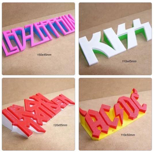 AC_DC, Iron Maiden, Kiss, Led Zeppelin, set of four discounted posters of rock music groups