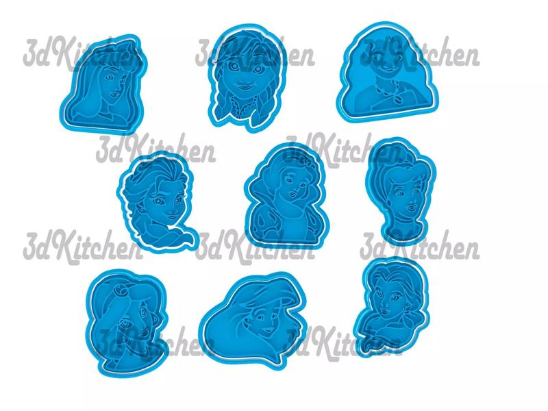 Princesas disney cookie cutters STL files 3D print model