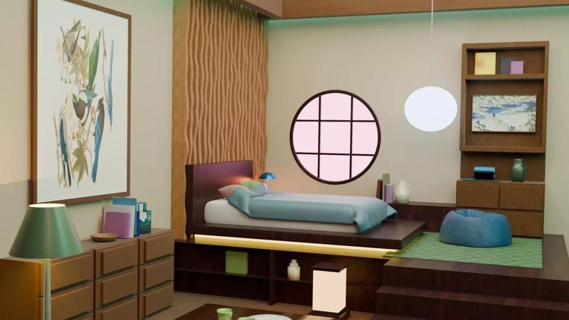 Japanese Isometric Bedroom
