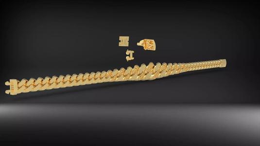 7mm Cuban Link Bracelet Stone Design 3D