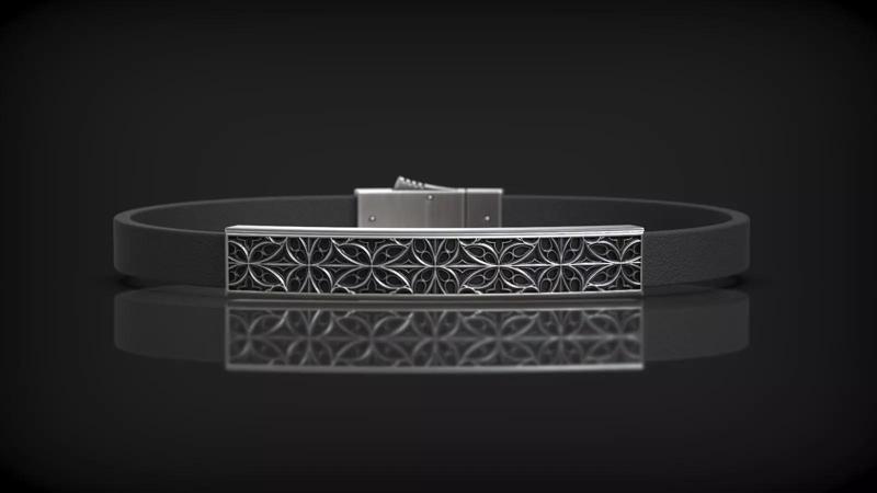 Biker Style Rubber Cord Gothic Ornament Bracelet for Men