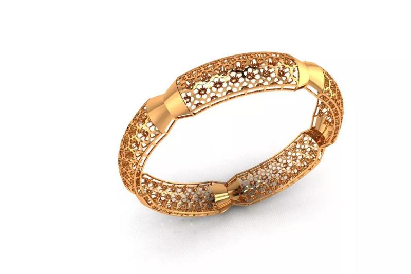 1179 Shimmering Gold Floral Bracelet 60MM-12gm