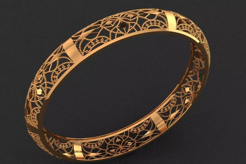 1156 Artisan Geometric Floral Bangle 12gm