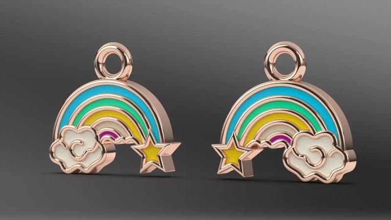 Dainty Rainbow cloud charm pendant