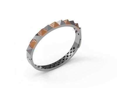 Bracelet silver and rose gold bangle ring