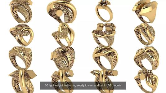30 light weight fusion ring ready to cast and print  3D Model Collection
