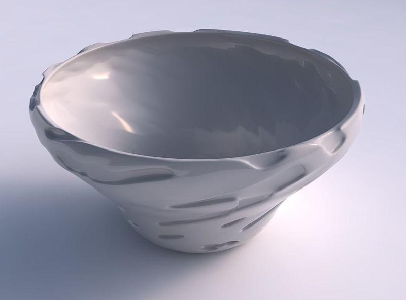 Bowl wide and twisted with cavities smooth