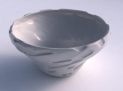 Bowl wide and twisted with cavities smooth