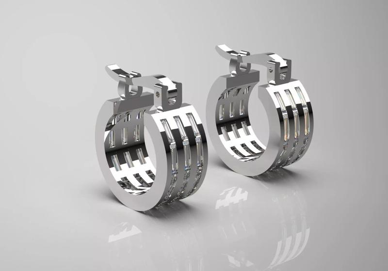 White Gold and Diamond Hoop STL earring  je0052