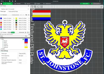 SPFL St. Johnstone FC keychain badge color printable