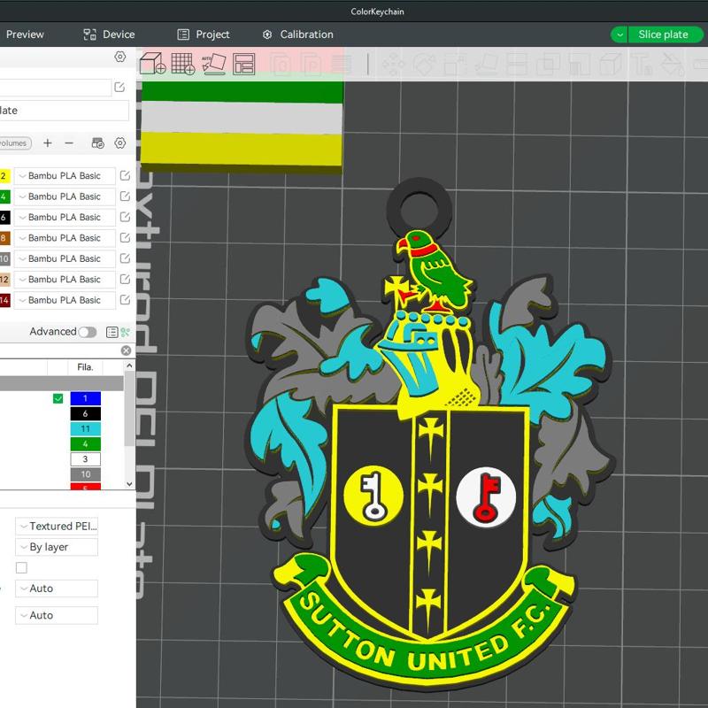 National League Sutton United keychain badge color printable and renderable