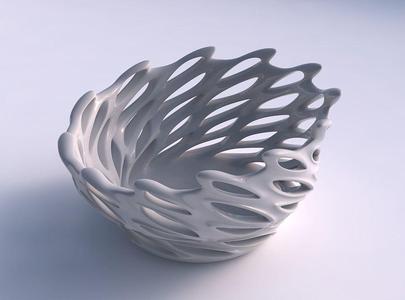 Bowl wide with smooth cuts and uneven top edge streched top c...