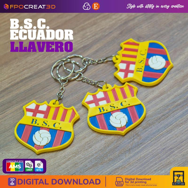 Key ring of the Idol of the shipyard B.S.C. Barcelona Sporting Club. 3D FILE STL FILES, 3MF files with colors