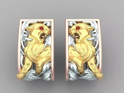 EARRINGS-PUMA-GOLD-SILVER-GEMS
