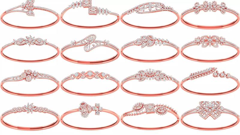 Diamond light gold bracelet 48pcs 3D Model Collection