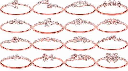 Diamond light gold bracelet 48pcs 3D Model Collection