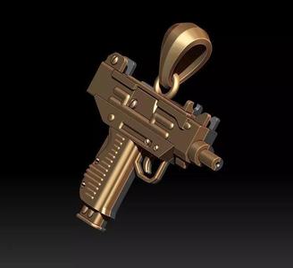 automat gun uzi pendant 3d
