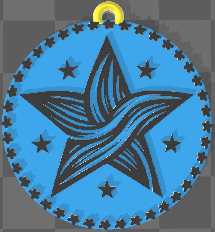 Star Key Ring with Braided Contour